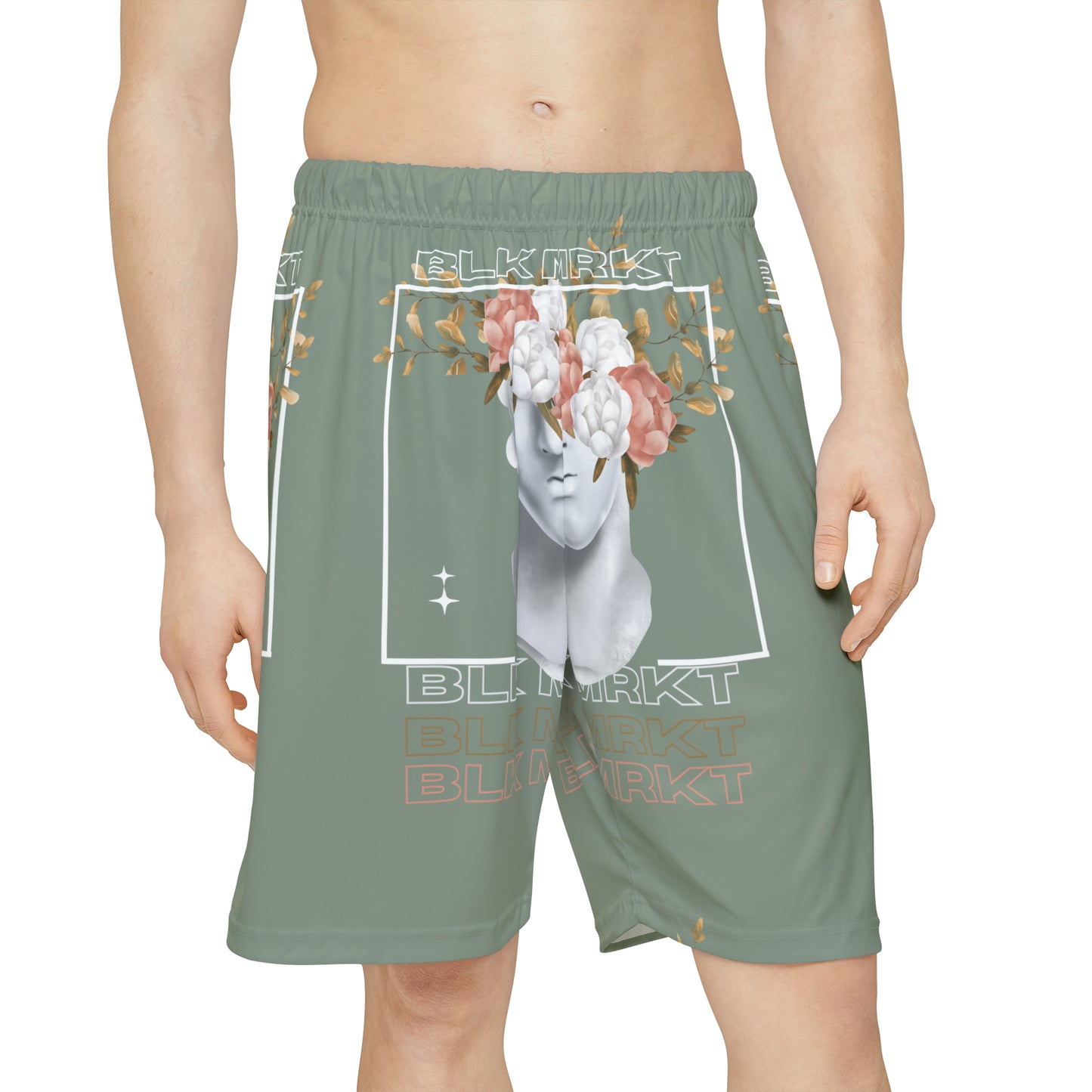 BLK MRKT Flower Face Sage Shorts