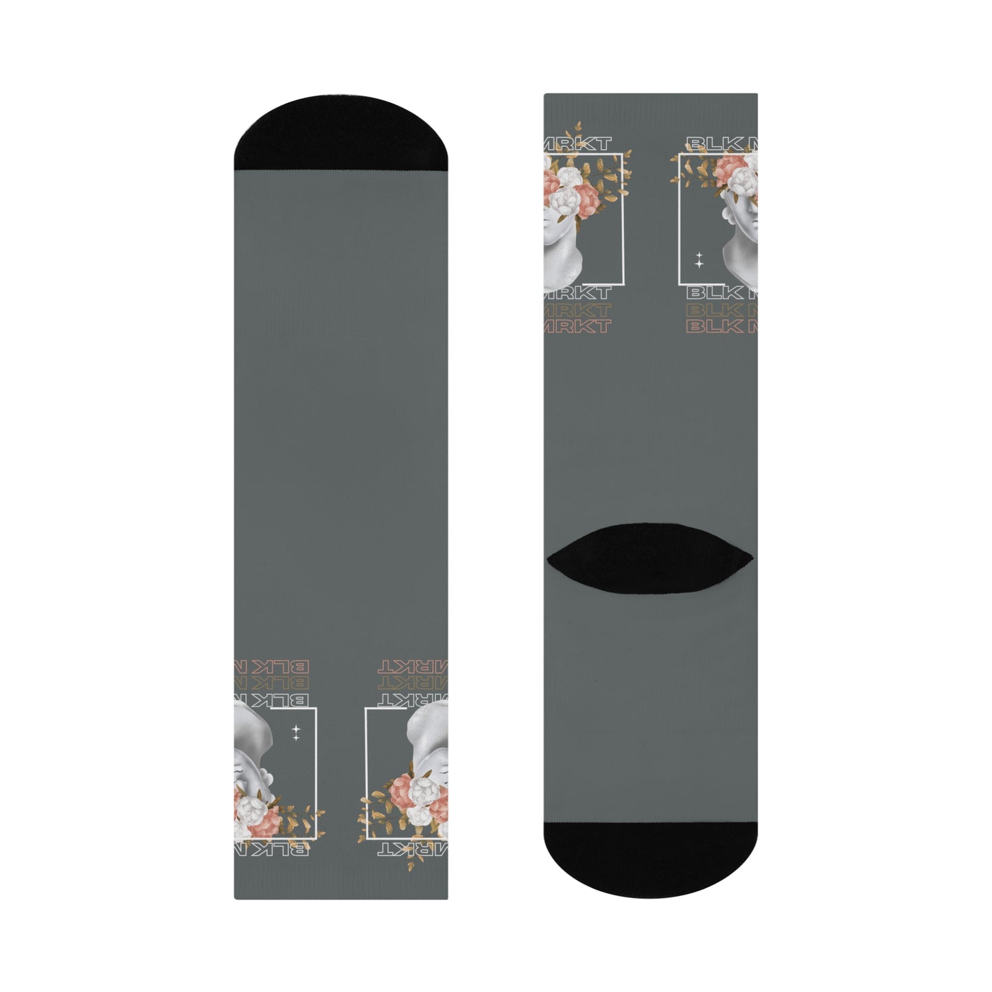 BLK MRKT Flower Face Gray Socks