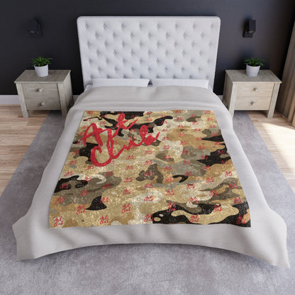 Art Club Desert Camo Red Monogram Blanket