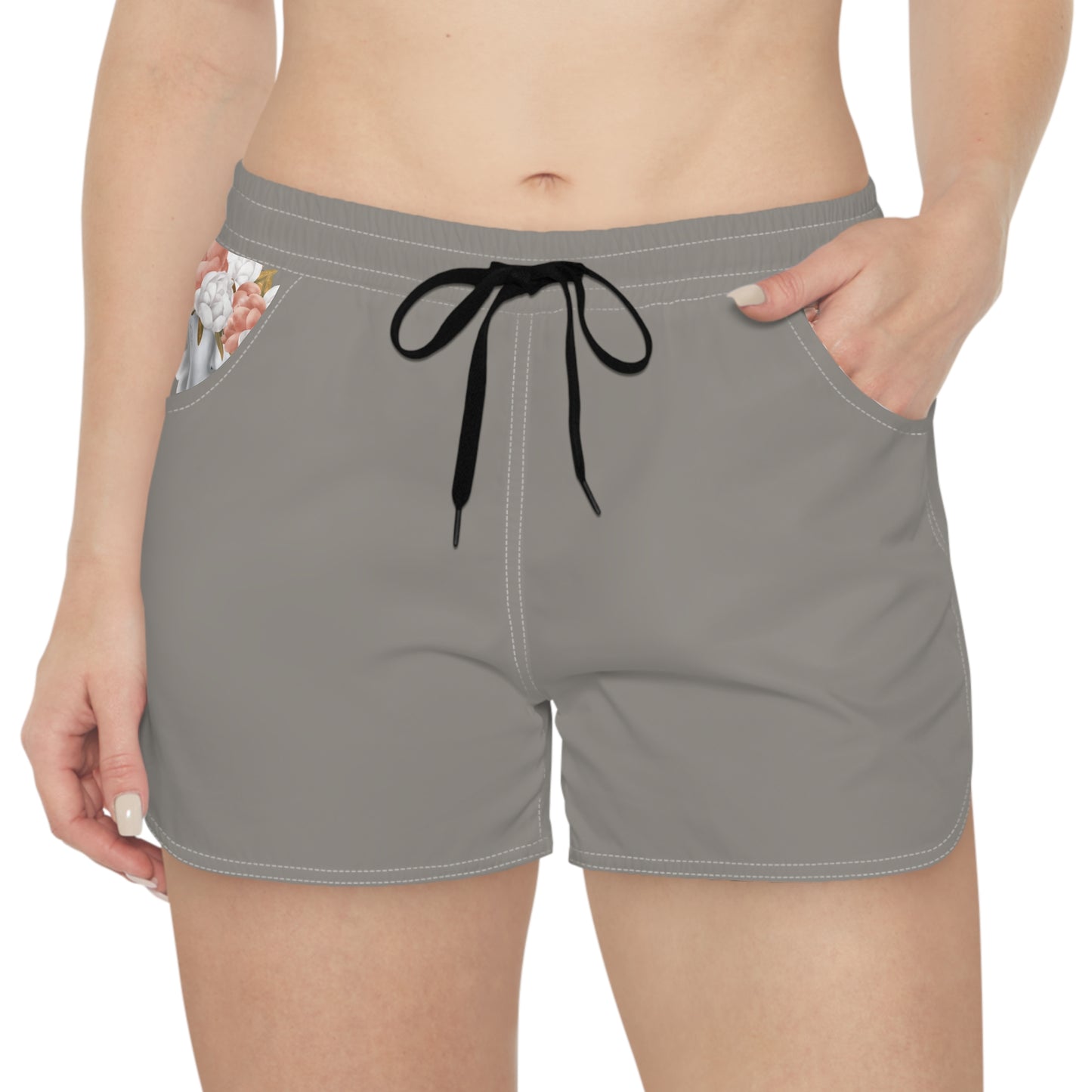 BLK MRKT Flower Face Gray Women's Casual Shorts