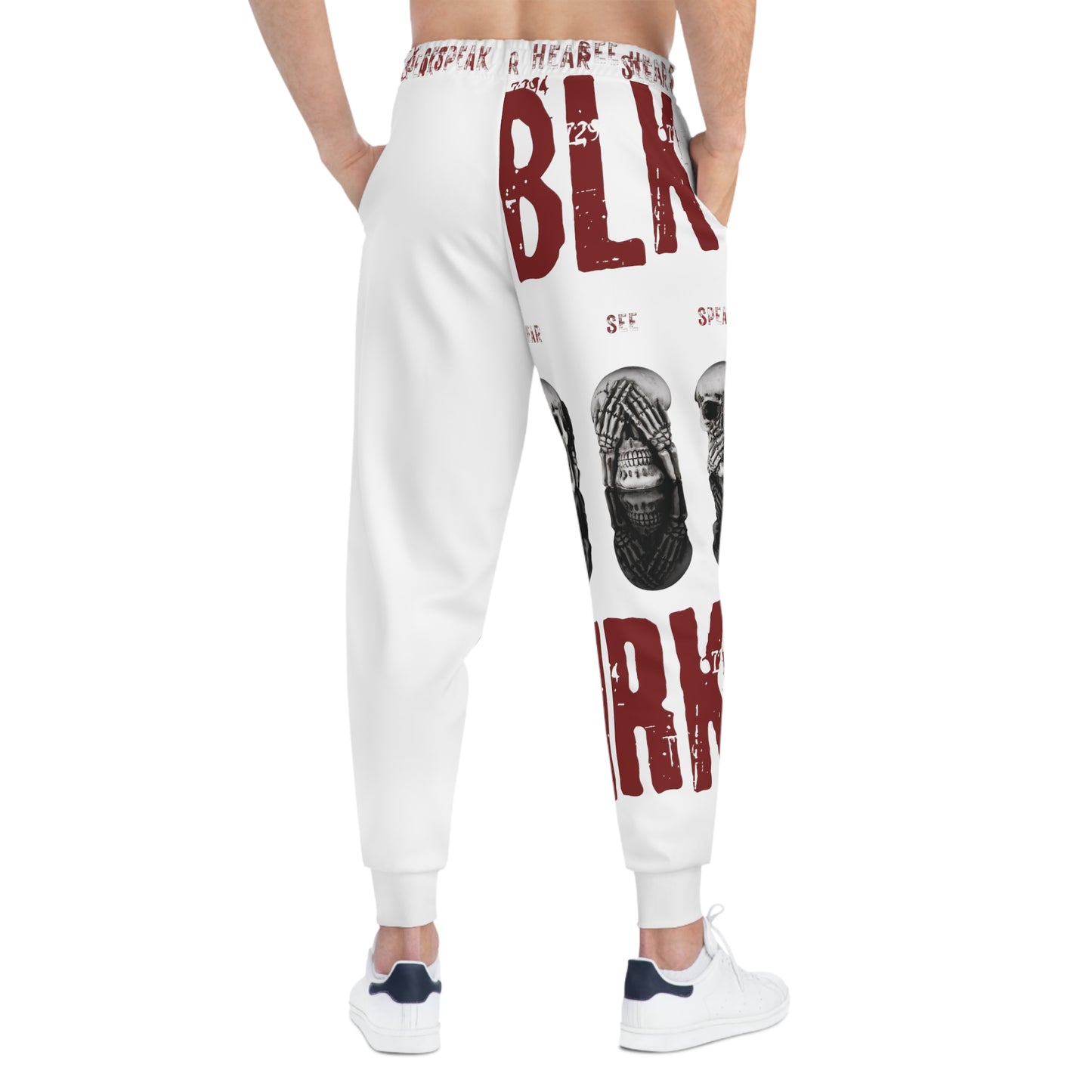 BLK MRKT See No Evil White Athletic Joggers