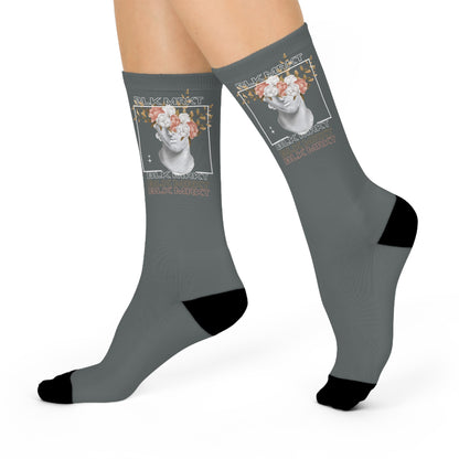 BLK MRKT Flower Face Gray Socks