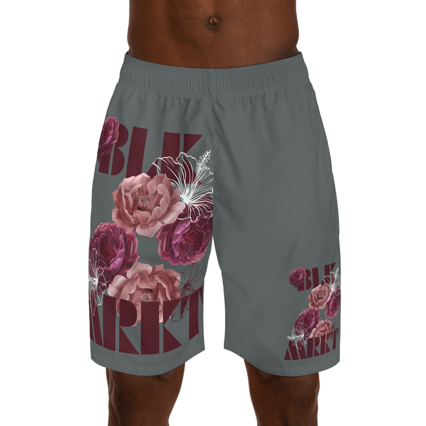 BLK MRKT Rose Big Logo Gray Jogger Shorts