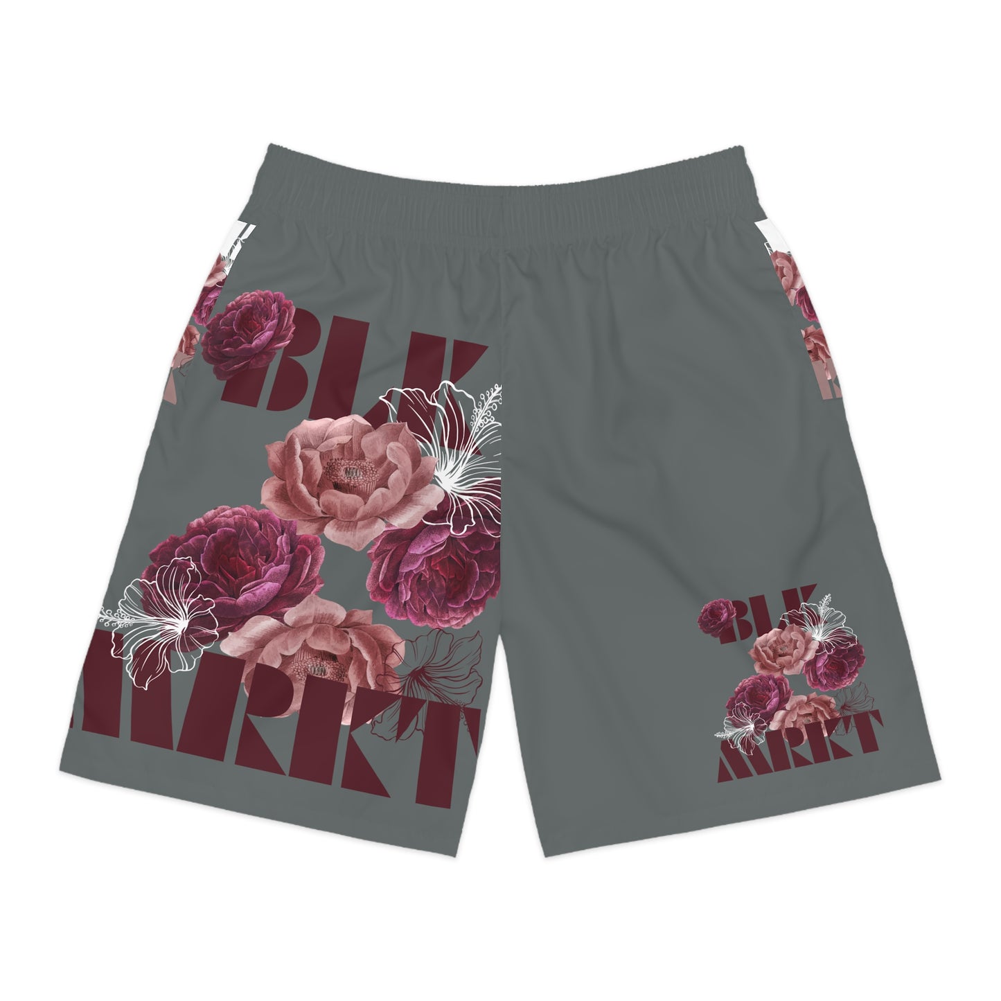 BLK MRKT Rose Big Logo Gray Jogger Shorts