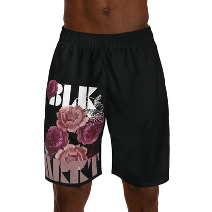 BLK MRKT Rose Big Logo Black Jogger Shorts