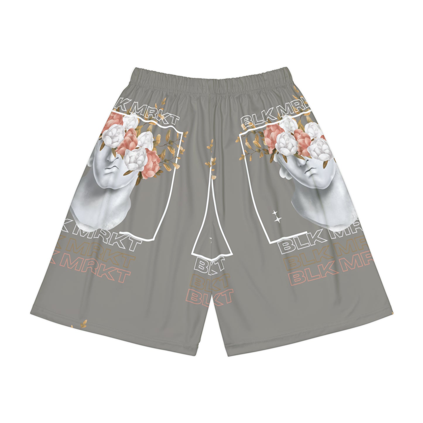 BLK MRKT Flower Face Gray Shorts