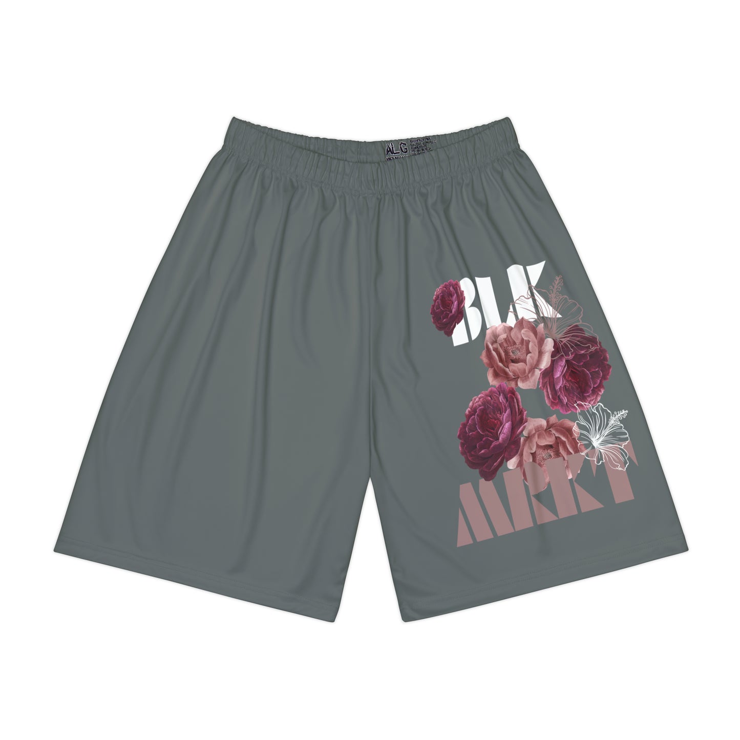 BLK MRKT Rose Gray Pink and White Logo Shorts