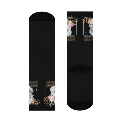 BLK MRKT Flower Face Black Cushioned Crew Socks