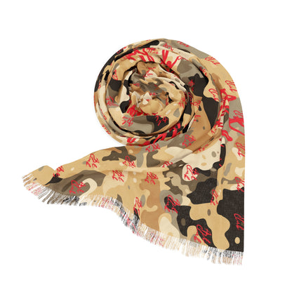 Art Club Desert Camo Red Monogram Oversized Scarf