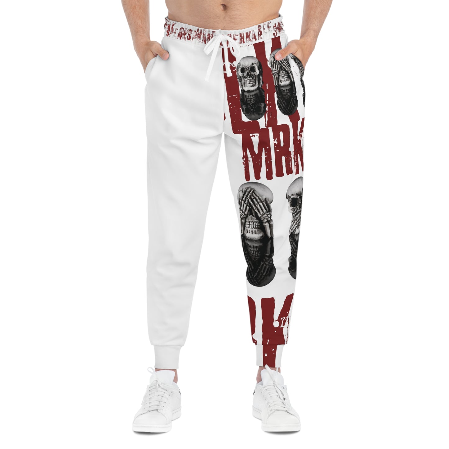 BLK MRKT See No Evil White Athletic Joggers